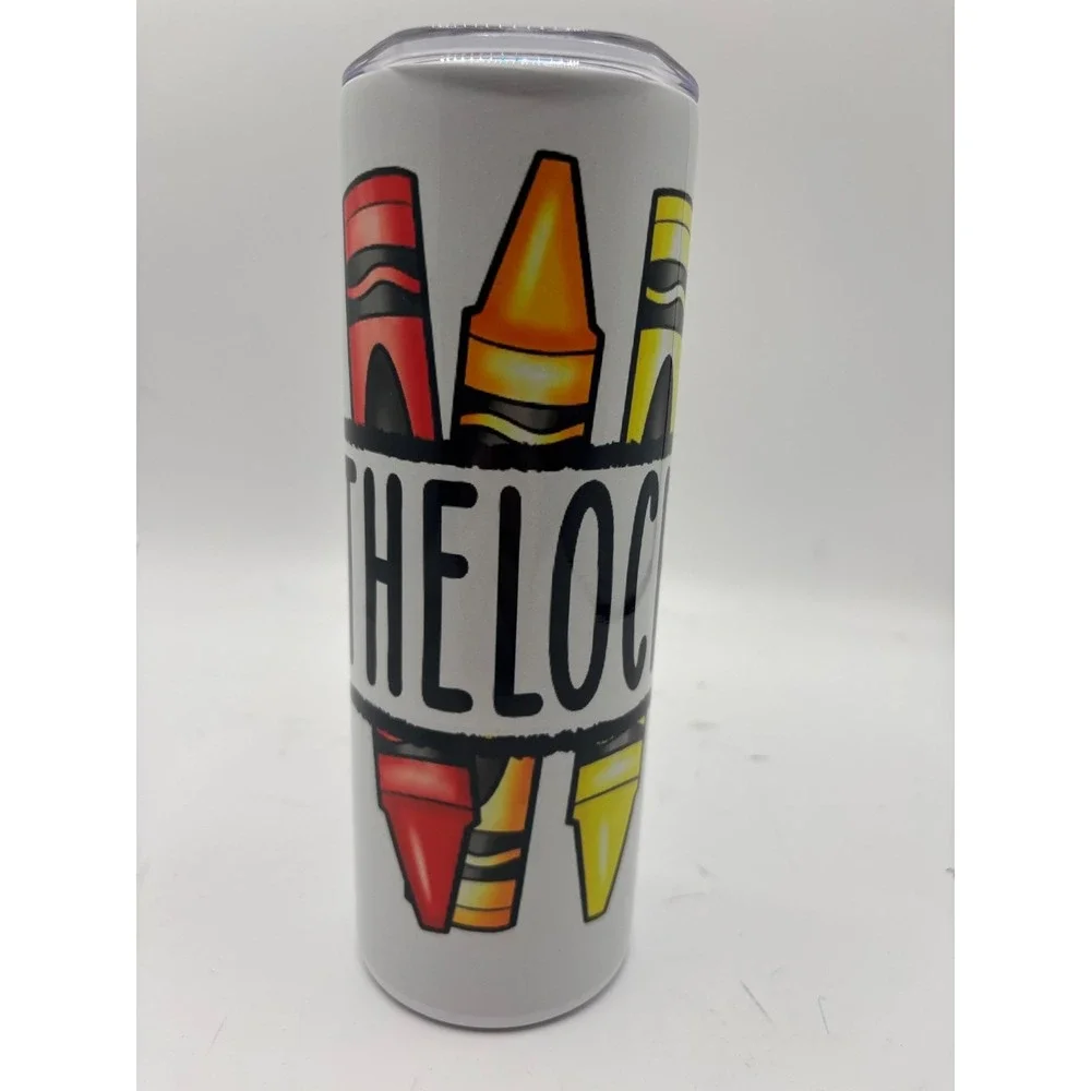 ZONEGRACE 20 oz Skinny Stainless Steel Tumbler Colorful Crayon Teacher Pharmacy